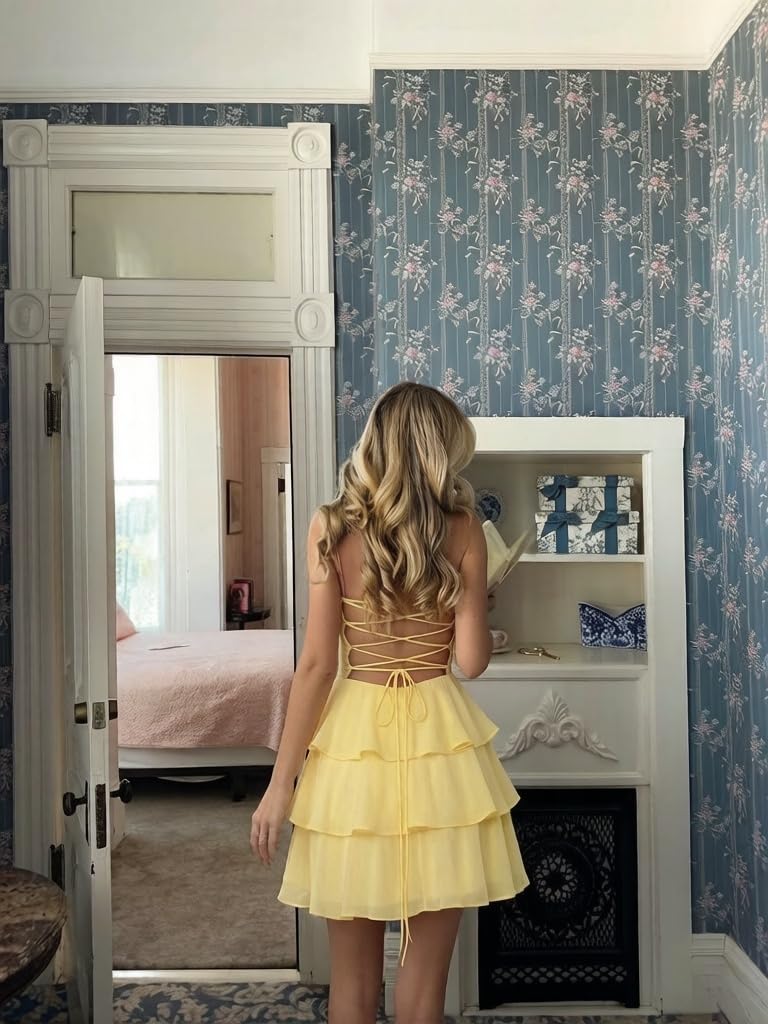 HMONELY Cute Light Pink Tiered Chiffon Homecoming Dresses Short 2026 for Teens Strapless Pleated Ruffles Mini Club Party Cocktail Gowns US Size 6 HE103