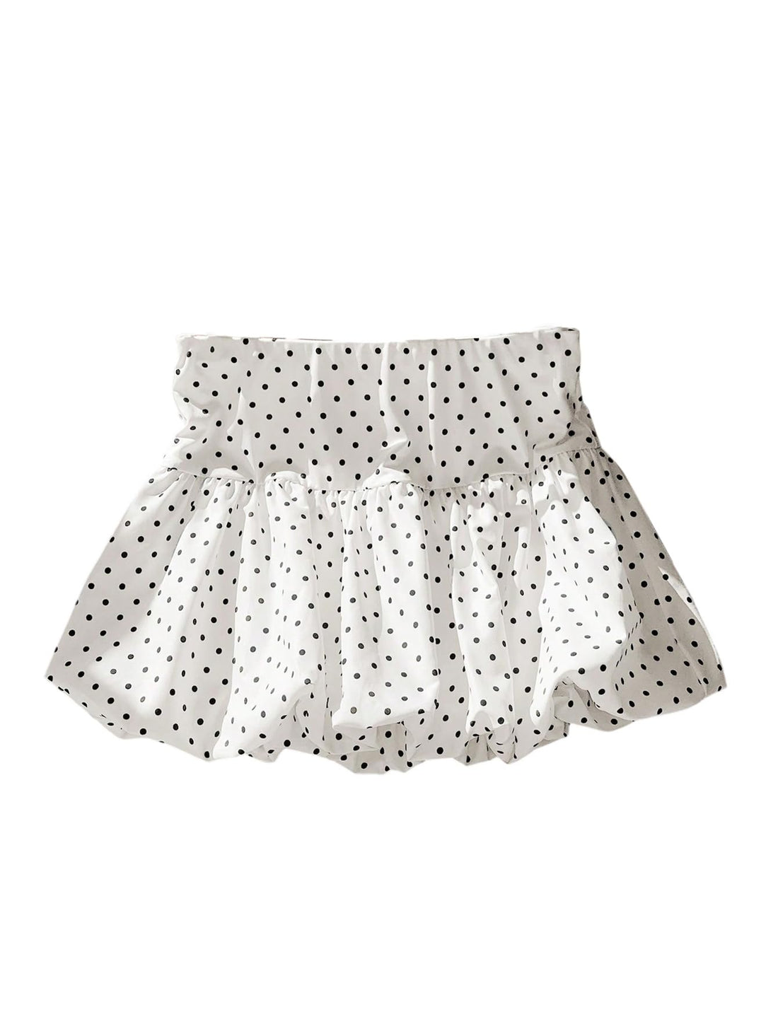Milumia Women's Polka Dots Bubble Skirt Ruffle Hem A Line Balloon Puffy Short Skirts White Medium