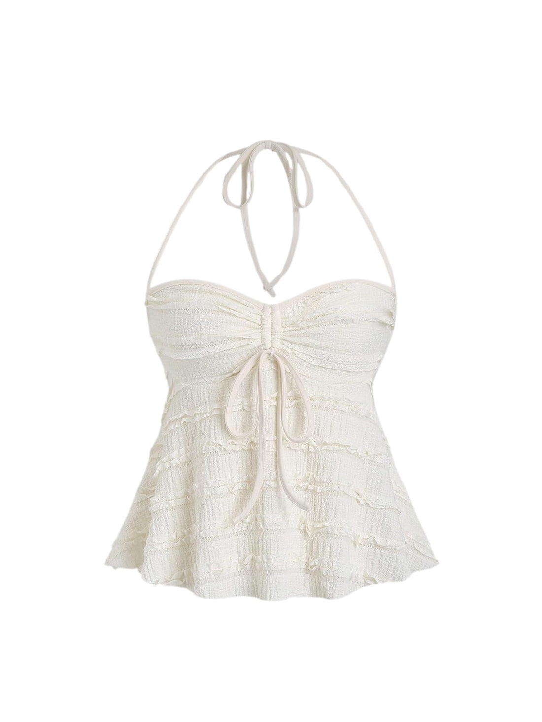 SOLY HUX Women's Peplum Halter Crop Tops Y2K Drawstring Tie Ruched Dressy Casual Spaghetti Strap Cami Top Apricot XS