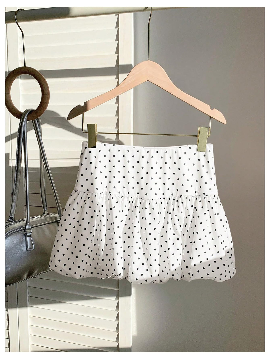 Milumia Women's Polka Dots Bubble Skirt Ruffle Hem A Line Balloon Puffy Short Skirts White Medium