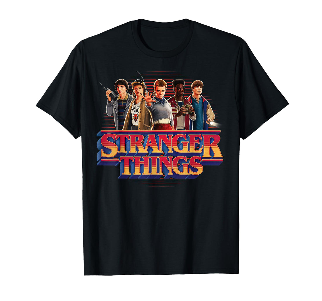 Stranger Things Season 5 Main Crew 80's Style Group Logo T-Shirt