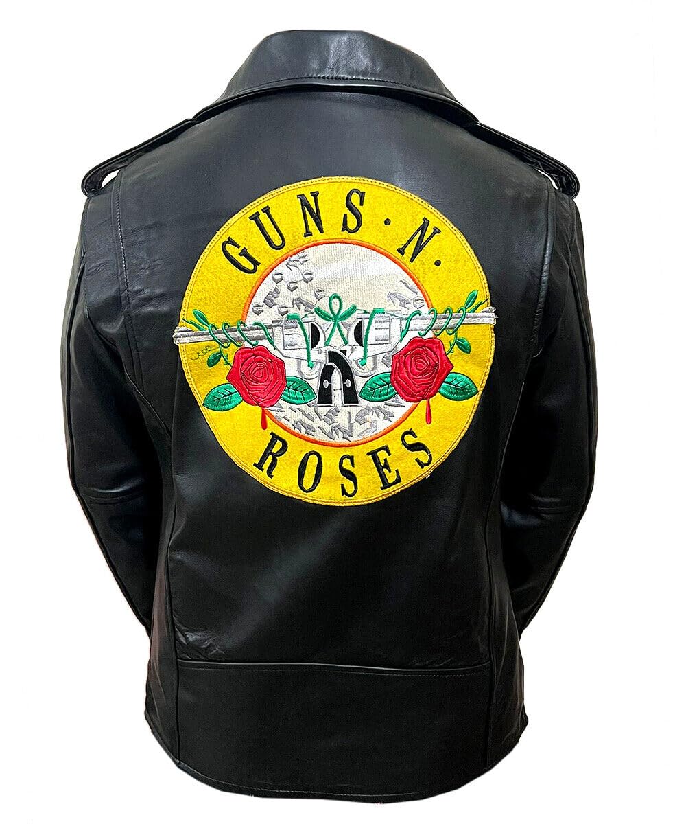 Gun Axl Roze Black Cafe Racer Lambskin Leather Jacket (as1, alpha, m, regular, regular)