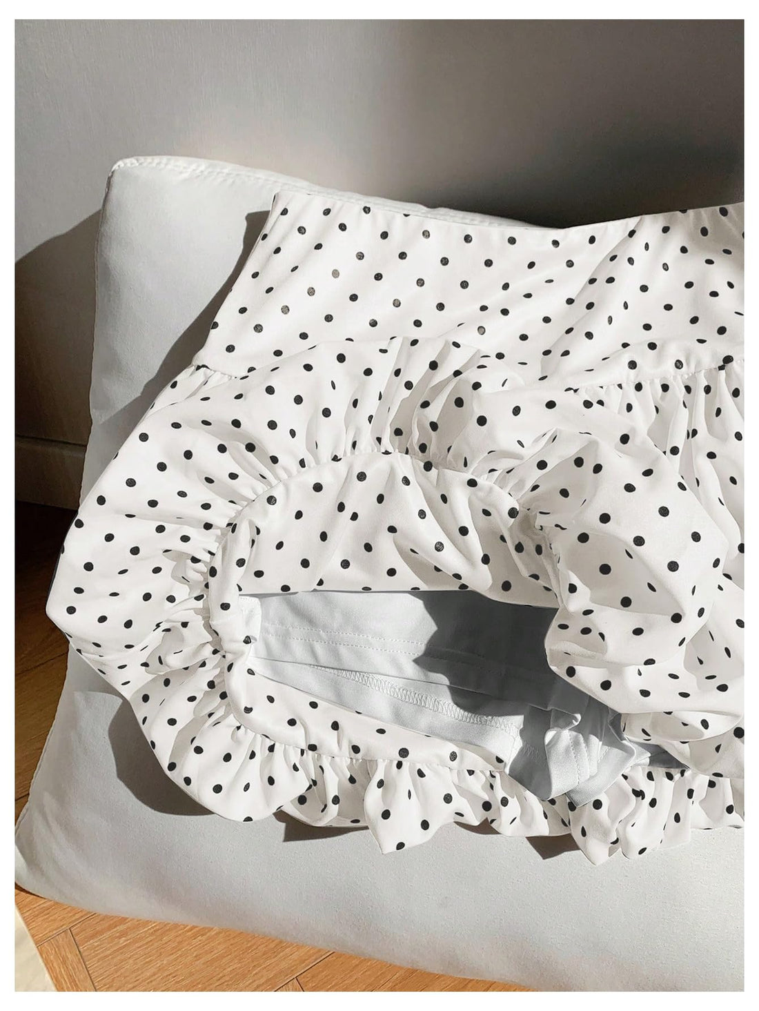 Milumia Women's Polka Dots Bubble Skirt Ruffle Hem A Line Balloon Puffy Short Skirts White Medium
