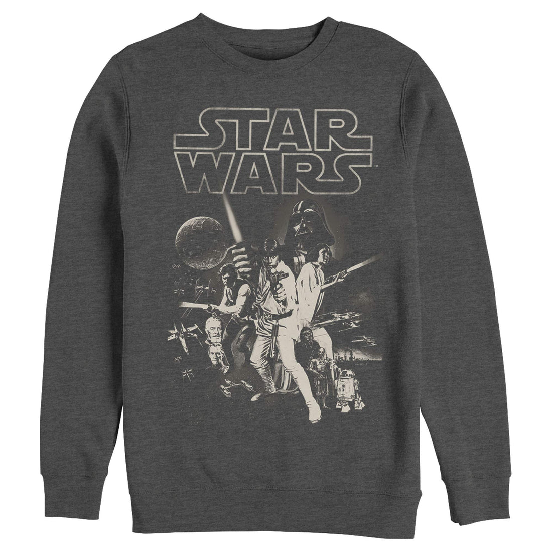 Star Wars Men's Poster - Crew Fleece Sweatshirt Charcoal Heather, X-Large