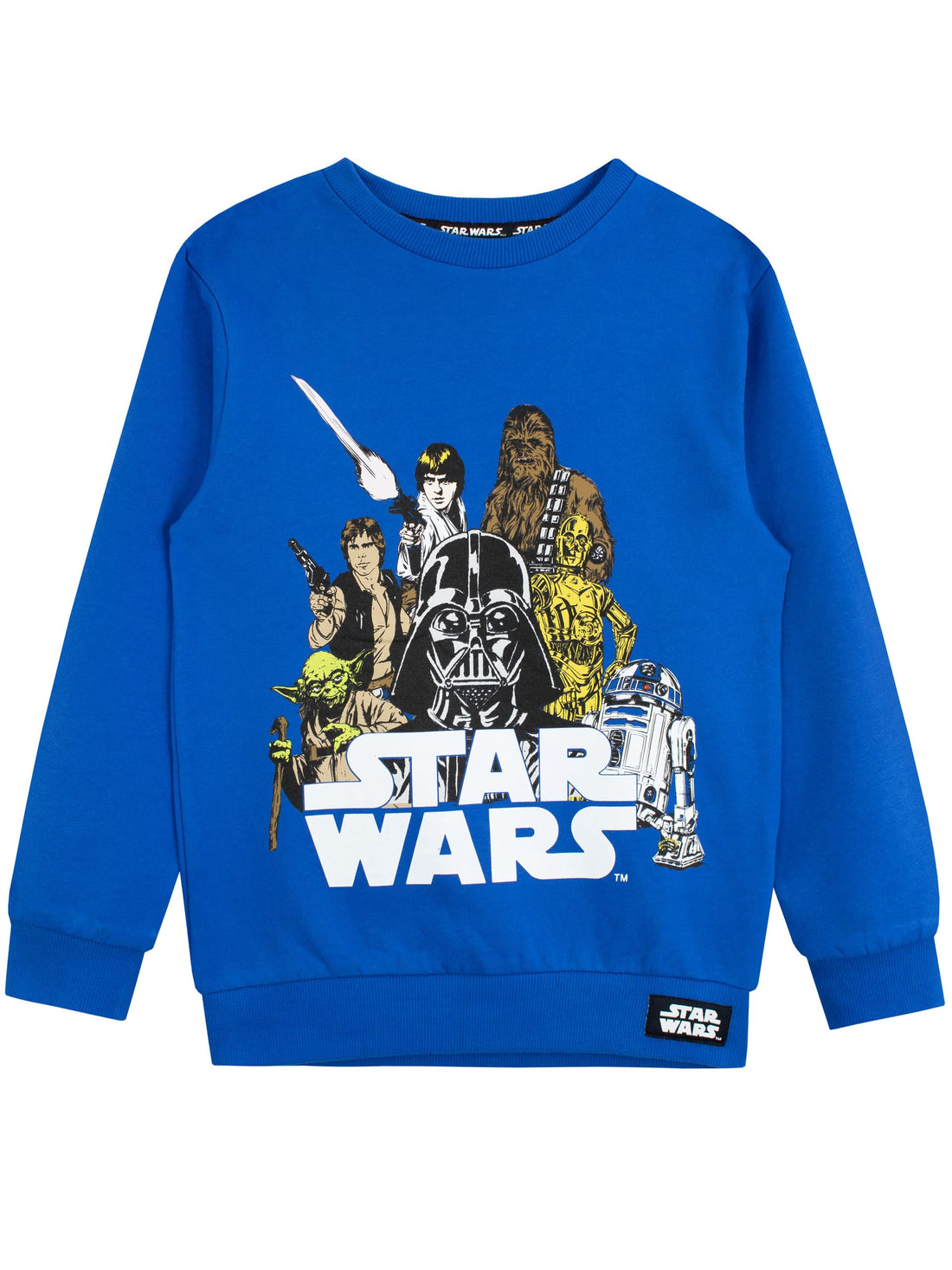 STAR WARS Boys Darth Vader Sweatshirt Yoda R2D2 Chewbacca Sweater For Kids Blue Size 10
