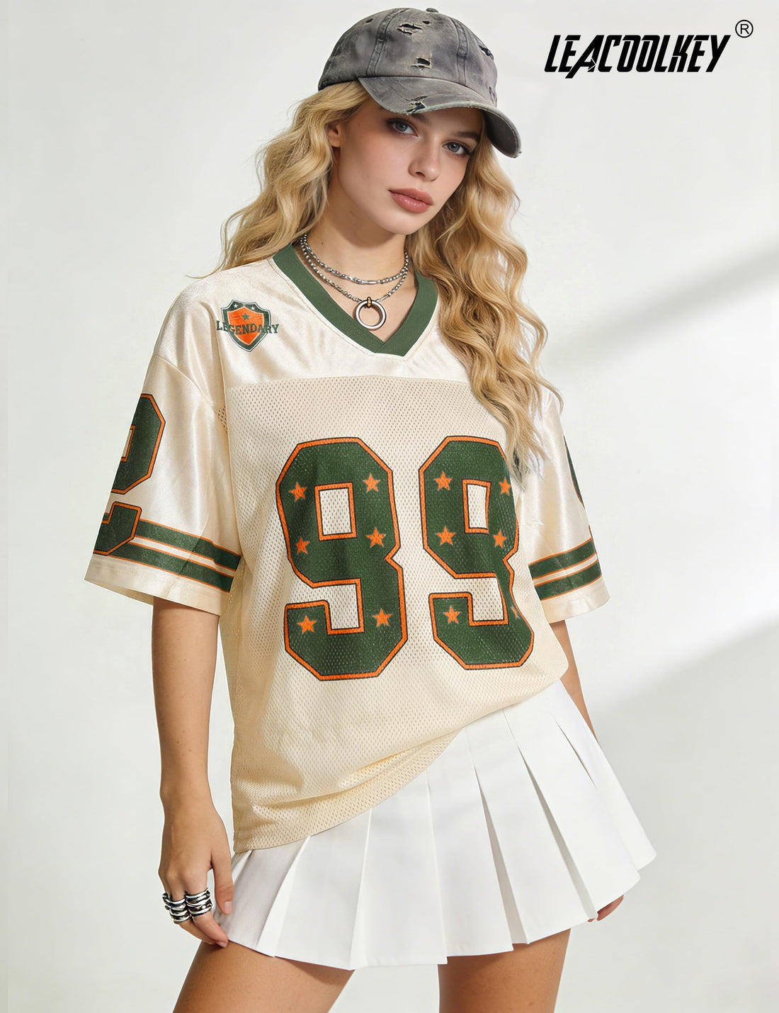 Jersey Shirts Y2K Oversized Graphic Tees Baggy V Neck T-Shirts Mesh Summer Tops for Women Men