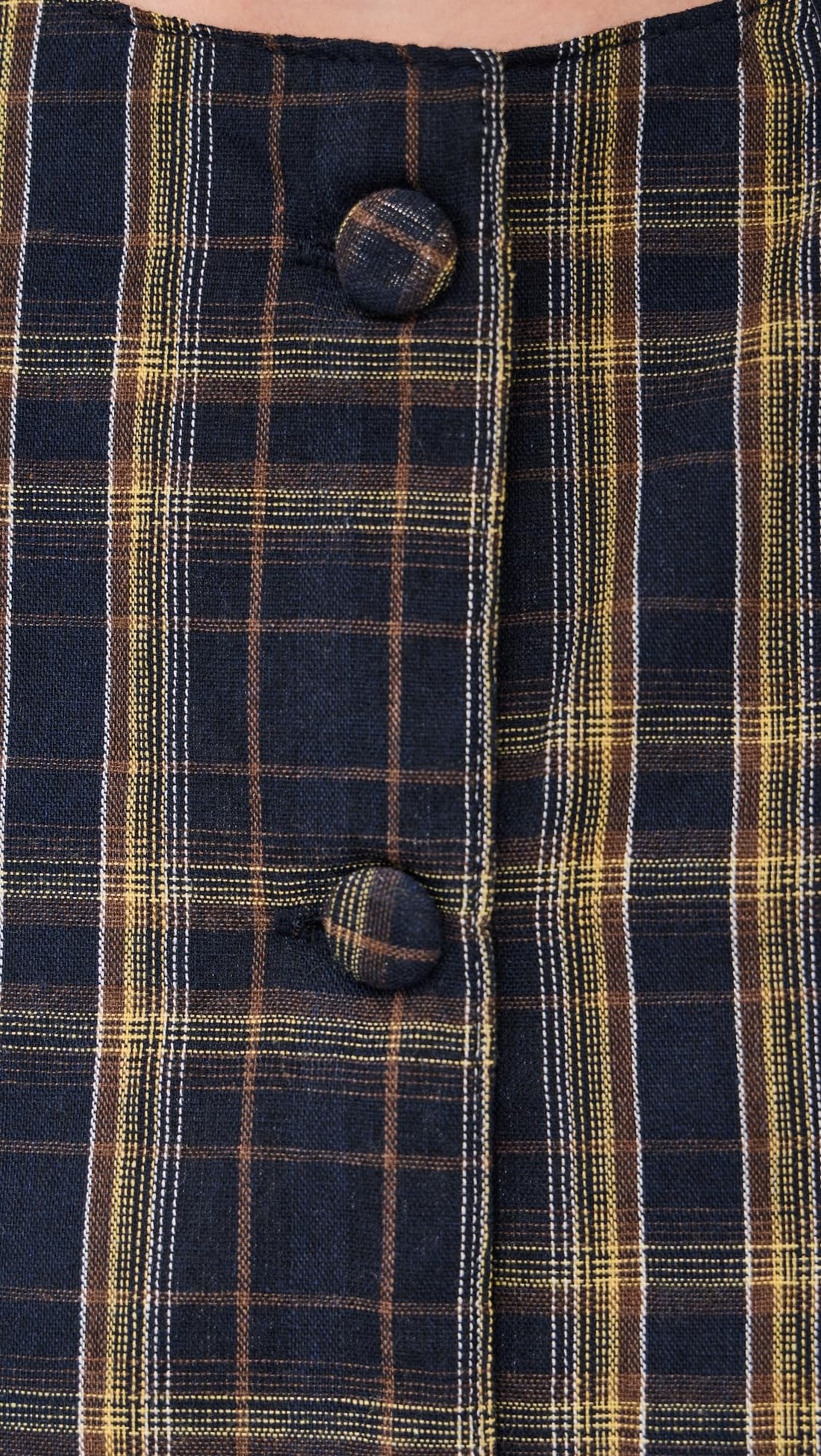 Lioness Women's Femme Blouse, Navy Lemon Plaid, M