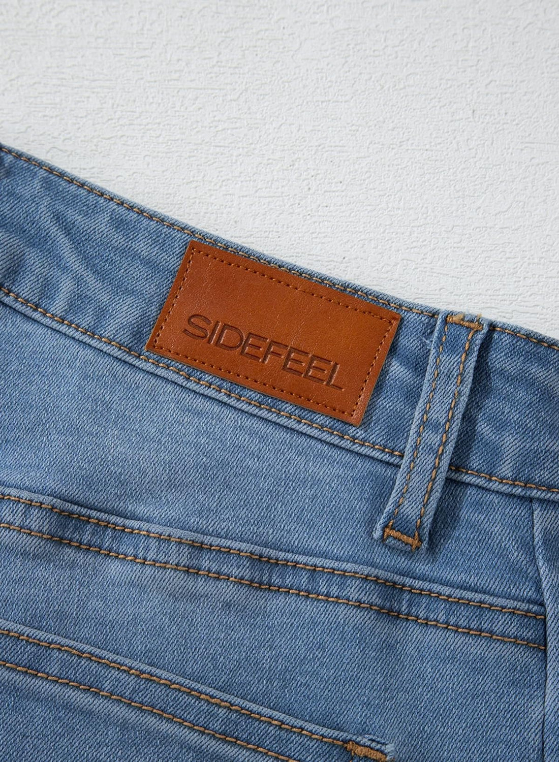 Sidefeel Women's Wide Leg Jeans High Waisted Stretchy Raw Hem Denim Pants Size 6 Blue