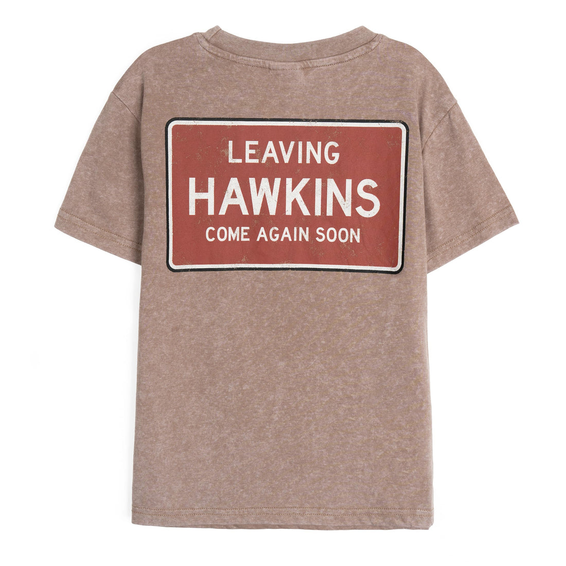 Stranger Things Big Girl Boy Kids Drop Shoulder T-Shirt Taupe Gray 10-12