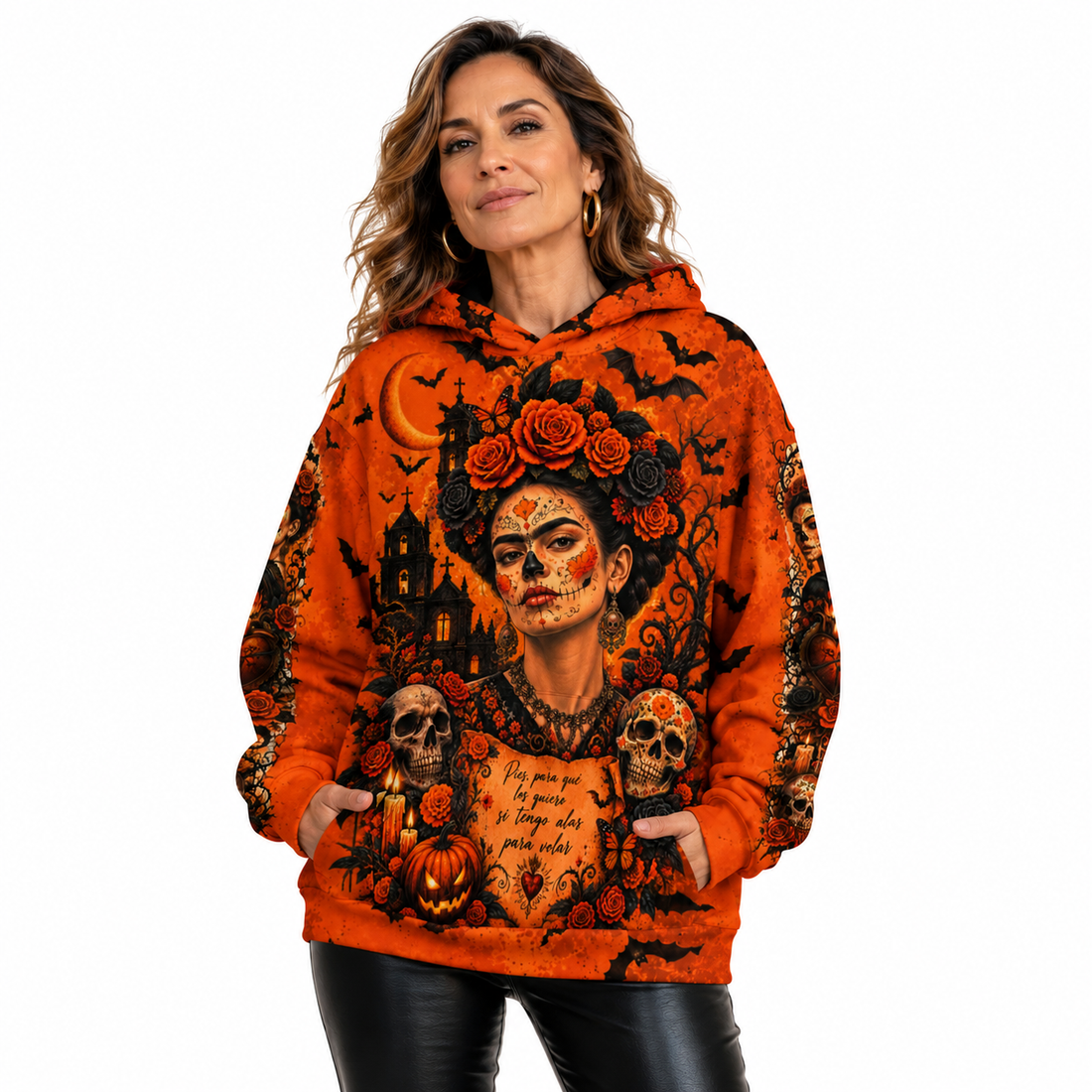 Frida-Inspired Halloween Oversized Hoodie 🎃🖤