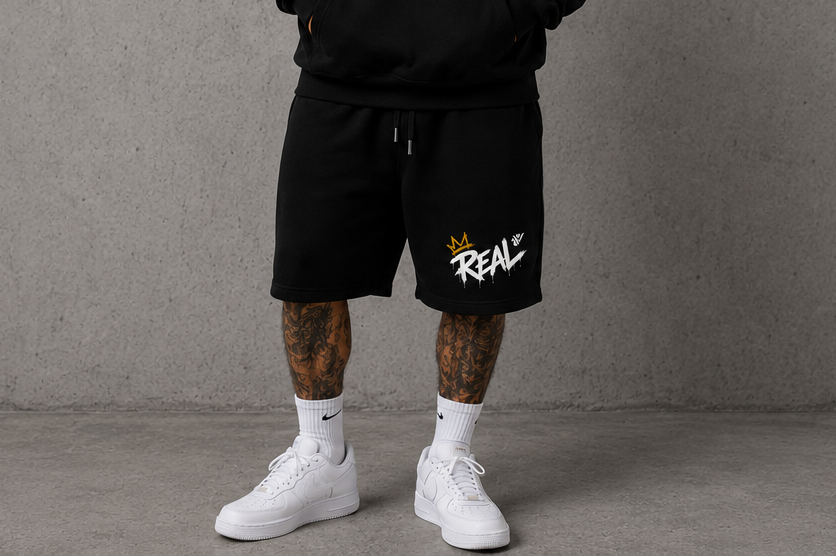 👑 REAL Crown Men's Fleece Shorts — Streetwear Edition