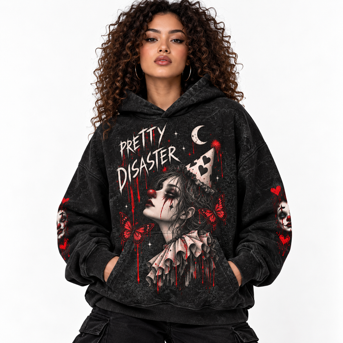 Pretty Disaster Gothic Clown Oversized Hoodie LIMITED EDITION
