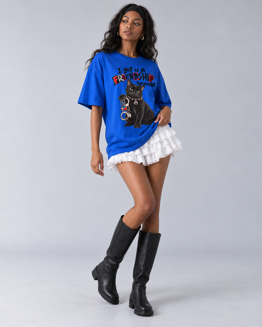 Friendship Bracelet Punk Cat Graphic Tee | VINTELNY