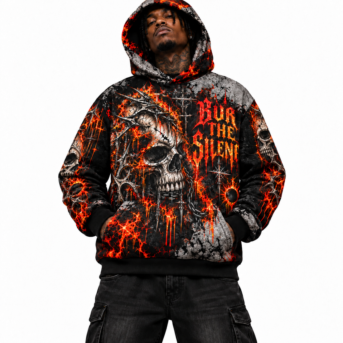 Inferno Skull Oversized Hoodie | VINTELNY