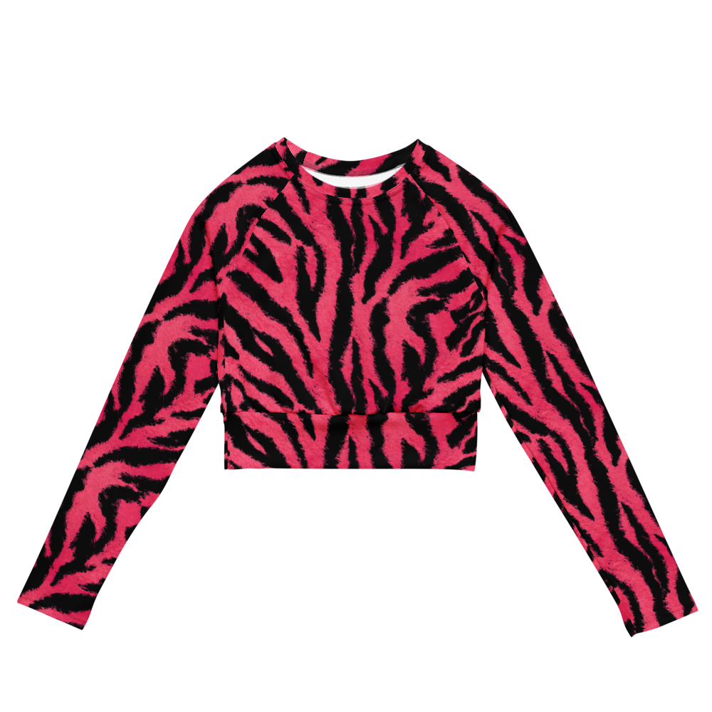Hot Pink Long-Sleeve Crop Top | UPF 50+ Recycled Athleisure