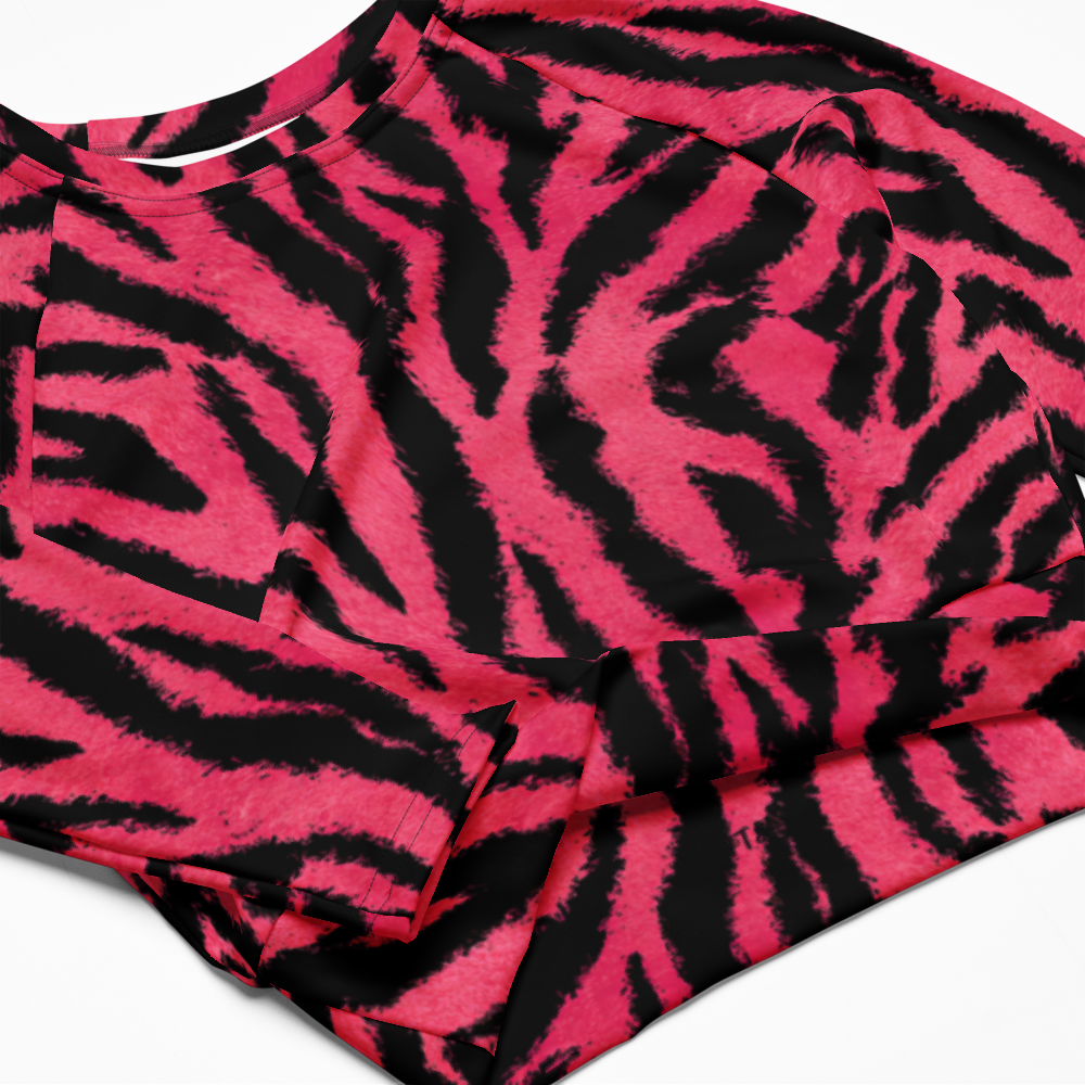 Hot Pink Long-Sleeve Crop Top | UPF 50+ Recycled Athleisure