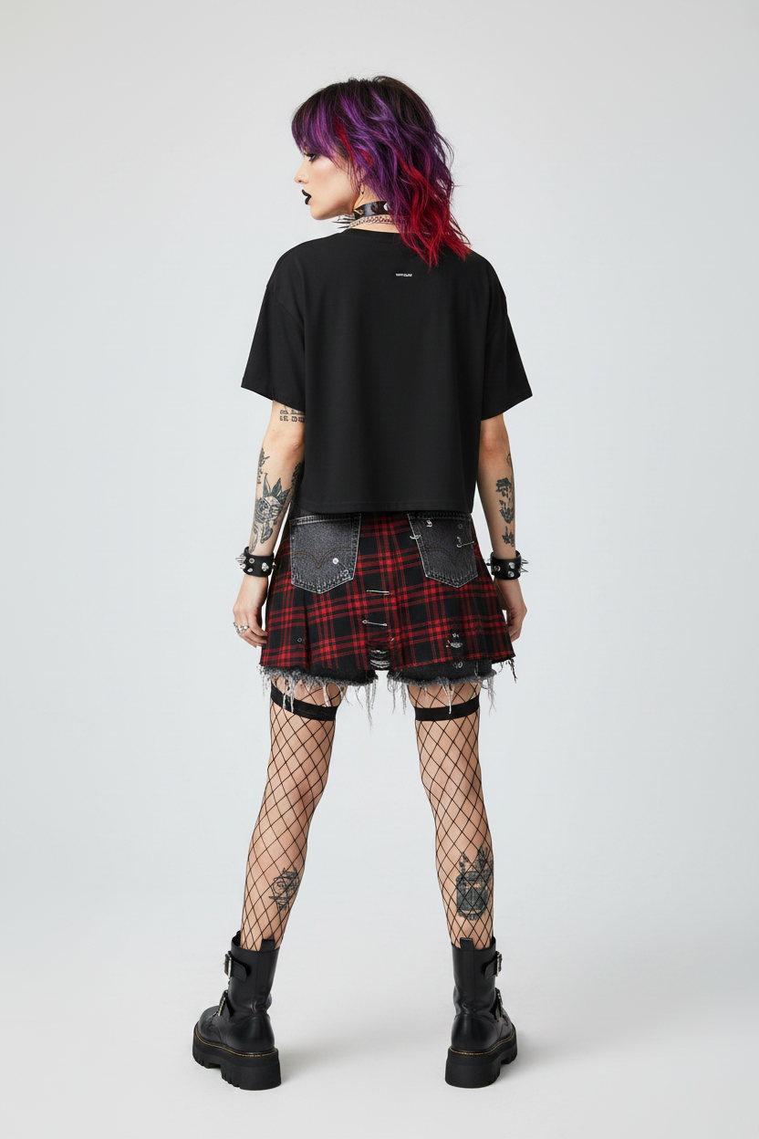 Mockup Espalda Negro - Punk Goth Crop Top