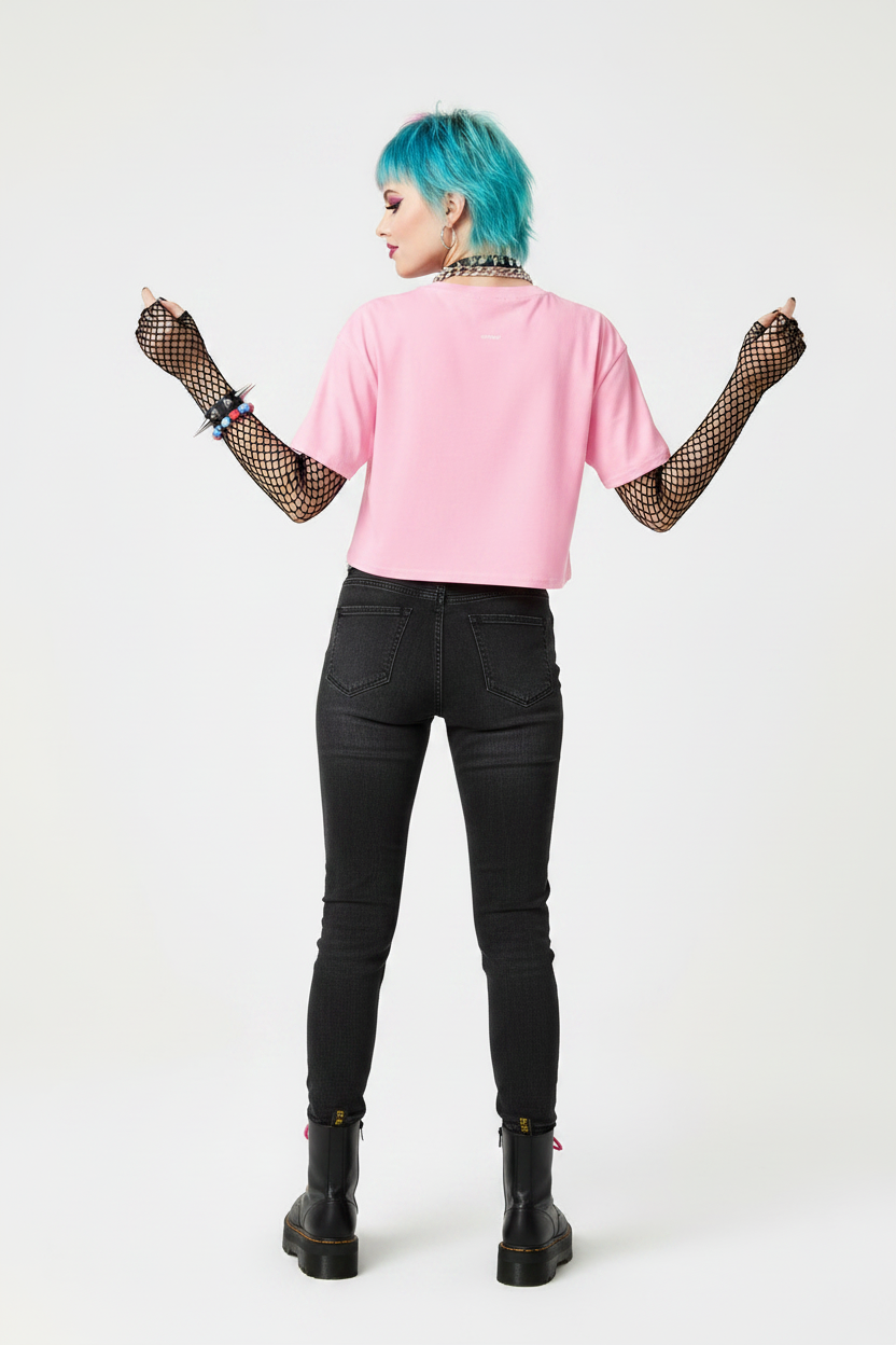 Mockup Espalda Punk - Pink Crop Top