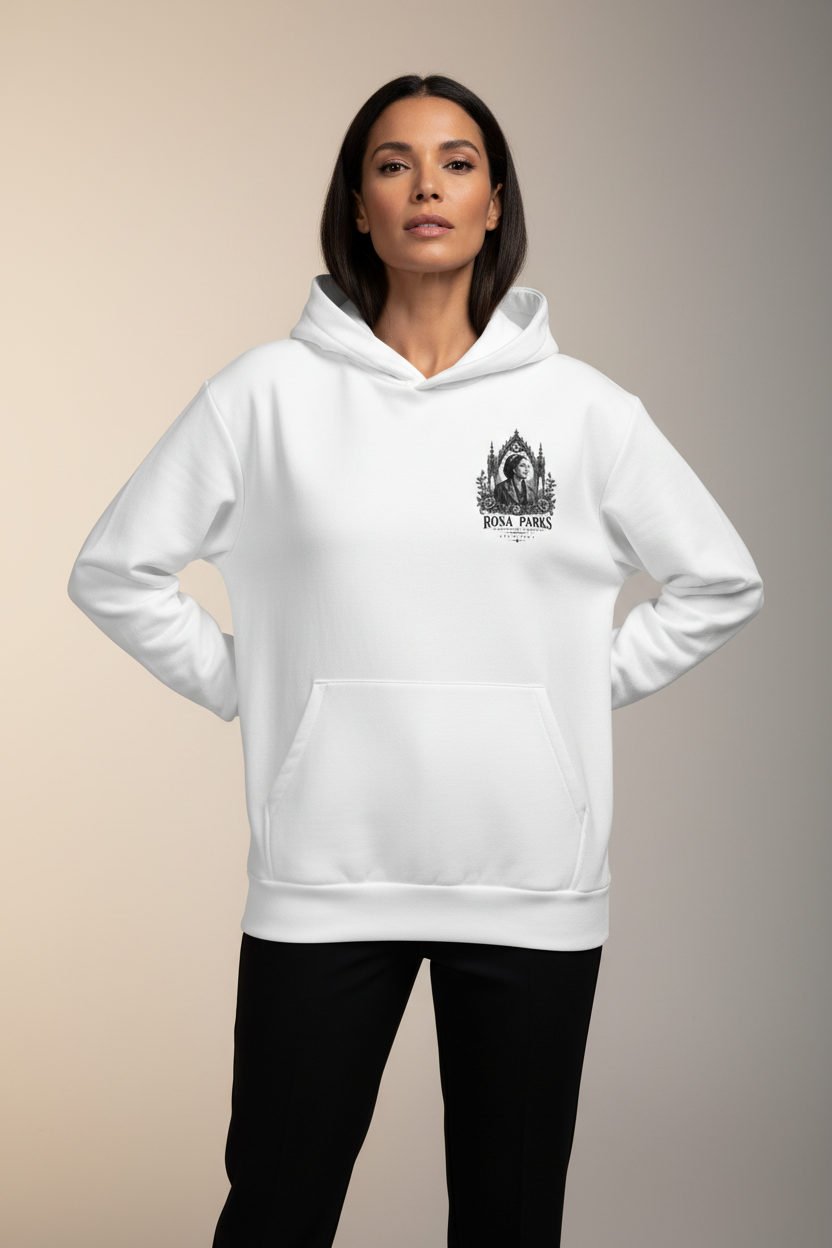 Mockup frente hoodie Rosa Parks