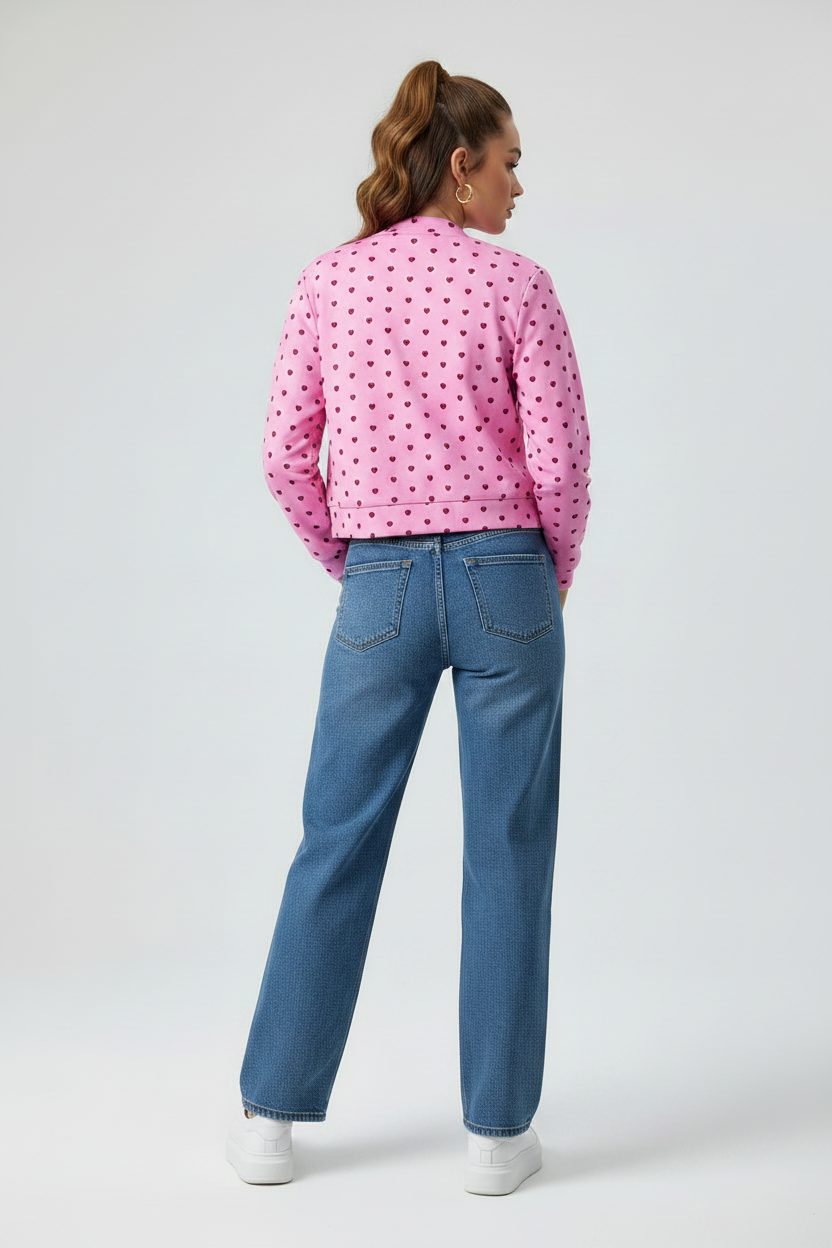 Pink Heart Bomber XS – Espalda