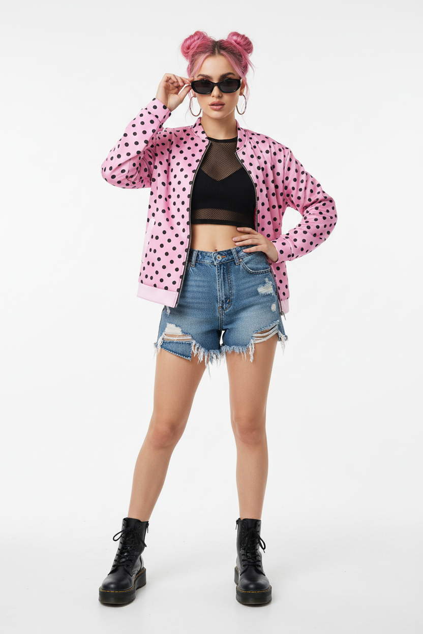 Pink Polka Dot Bomber mockup