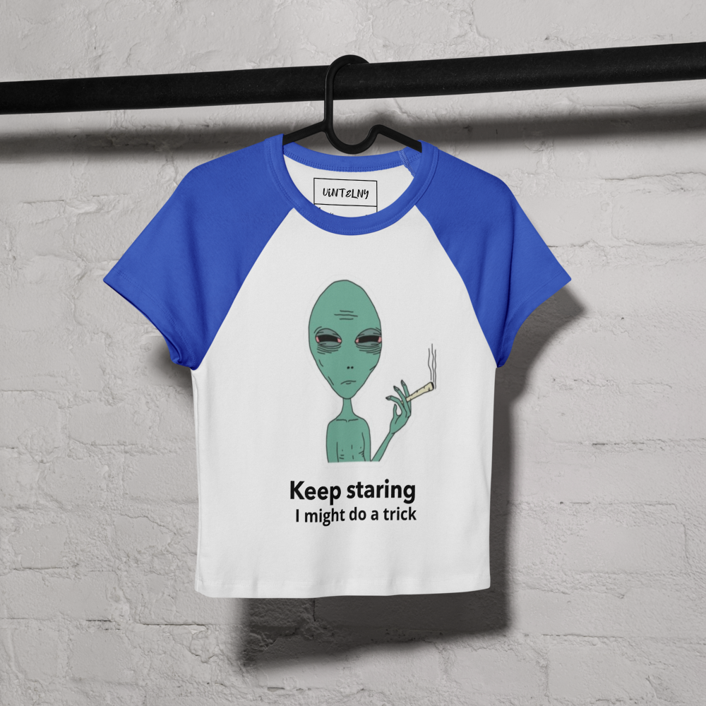 Keep Staring Alien  Crop Top